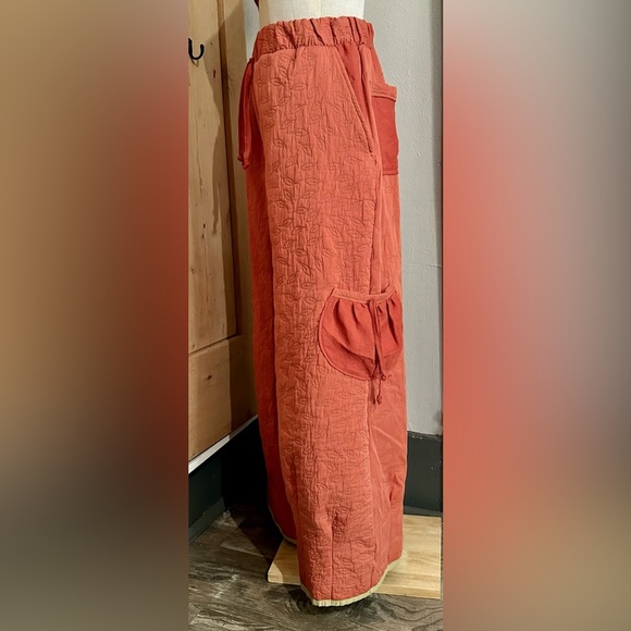 Handmade Quilted Boho Wide Leg Pants | Artisan Embroidered | Linen Revival Co - Picture 5 of 5